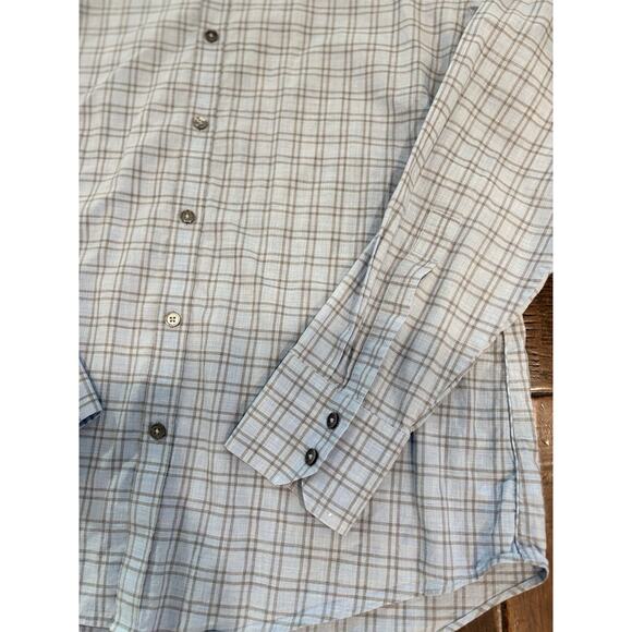 Zachary Prell 100% Cotton Gray Checkered Blue Button Down Men's Plaid Shirt Med - Picture 12 of 13